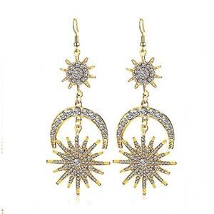 Moon and Starburst Rhinestone Earrings